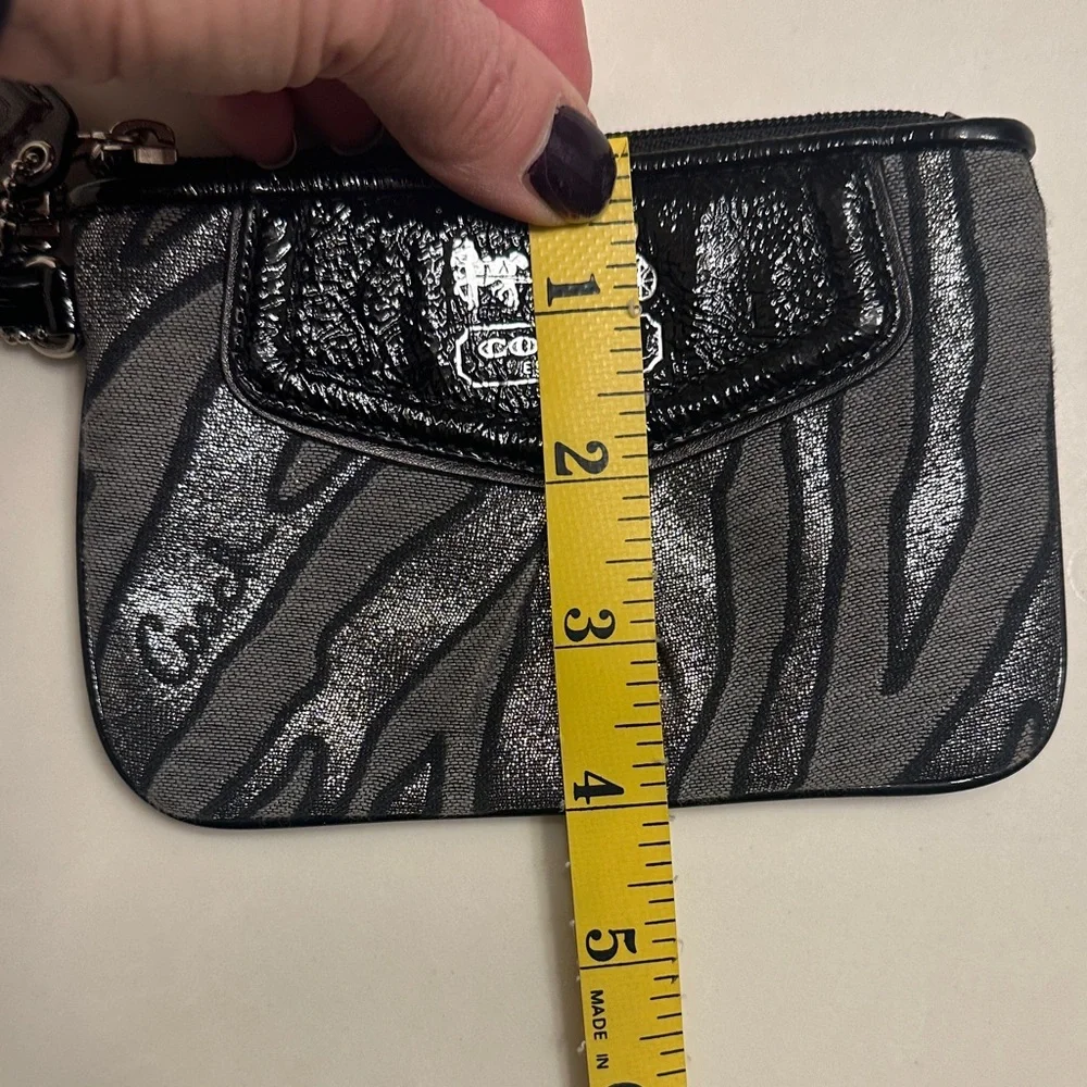 Coach Black and Silver Zebra Pattern Wristlet - Picture 7 of 7